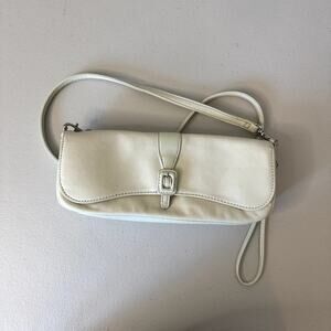 VTG Crossbody White Ivory Purse Bag 100% Leather